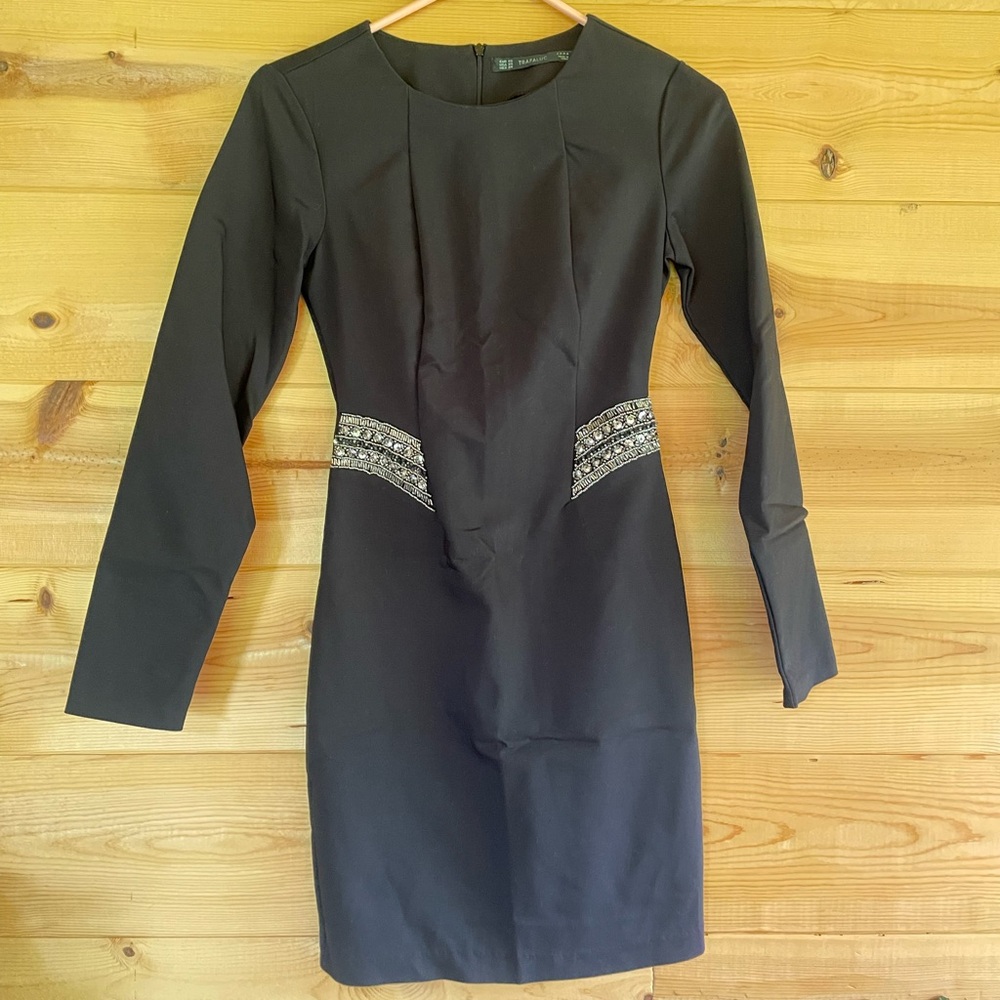 Zara Black Embellished Long Sleeve Dress